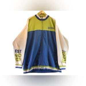 Enyce jacket Y2K oversized 3XL full zip white, blue and neon green logo graphic